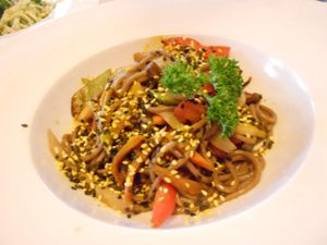 our favorite dish : buckwheat noodles (only 3.50 euros !) at Cafe Ukrop in St Petersburg