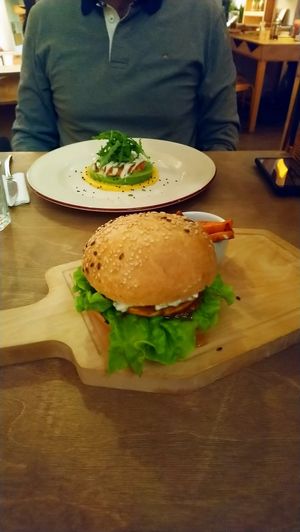 Tofu burger - Tofu steak at Cafe Ukrop in St Petersburg