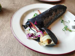 Black Roll with Tofu, vegetables and peanut sauce at Cafe Ukrop in St Petersburg