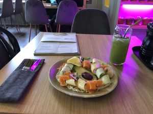 Avocado salad and a  cucumber lemonade at Cafe Ukrop in St Petersburg