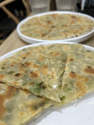 Green onion pancake  at Mom's Pan-Fried Buns - 老娘水煎包 in Toronto