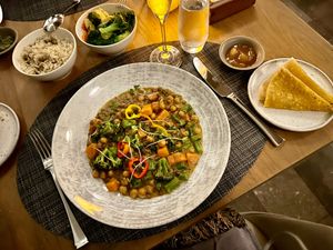Vegan Caribbean curry at Salt in West End Village