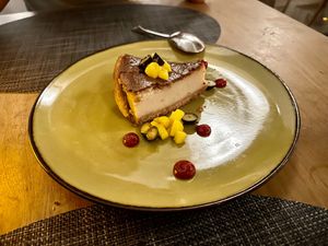 Vegan tofu cake at Salt in West End Village