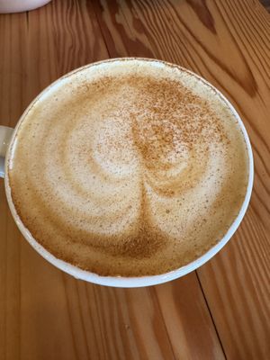 Pumpkin spice latte with oat  at Livbud Cafe in Seattle