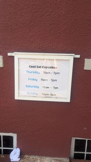 Current hours 6/21/25 at Cool Cat Cupcakes in Fredericksburg