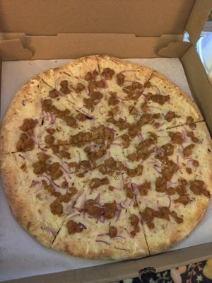 BBQ chick'n pizza at Catalina's Pizza in Malden