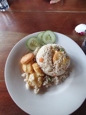 Fried rice with tofu for 17RM at Borneo Sepilok Rainforest Resort in Sandakan