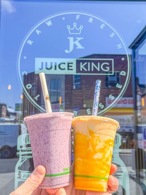 Here’s two of our most popular smoothies but the question is, which one is for you? Blue Eyed Boy 🫐💙or Mango Mamma? at JuiceKing in Exeter
