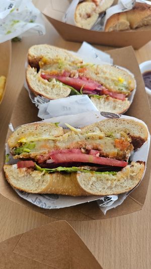 Vegan Veggie Patty

Vegan cheese, tomato, red onion, lettuce, BBQ sauce and vegan mayo at Bagel Me in Nicosia