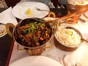 Okraschoten in Tomatensauce mit Reis at Sitara Zirndorf in Zirndorf