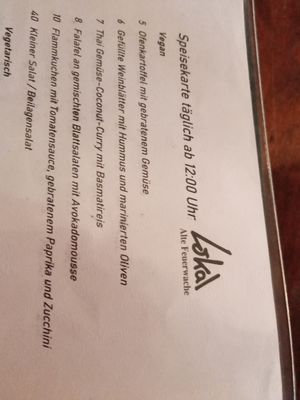 vegan menu at Alte Feuerwache in Cologne