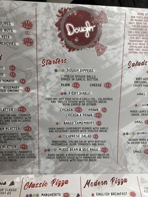 Menu 2 at Dough Pizza Kitchen in Manchester