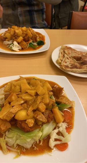 Curry noodles - large portions!  at Aunty Mena's in Wellington
