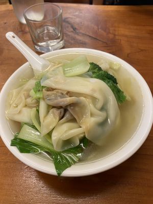 Wonton noodle soup   at Aunty Mena's in Wellington