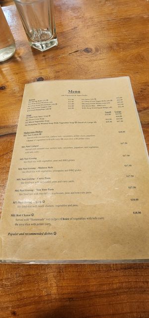 Menu Feb 2026 pg1 at Aunty Mena's in Wellington