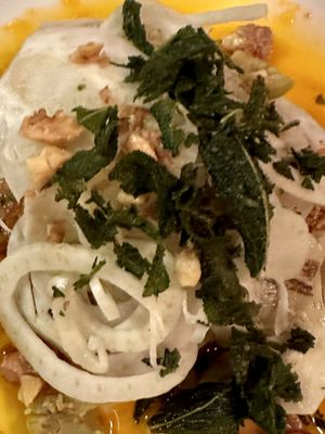 Artichokes with Walnut Trapanese  at Tutto  in Brighton