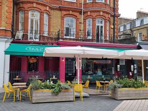 Front and outdoor seating at Farm Girl in South West London