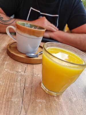 Coffee and orange juice at Farm Girl in South West London