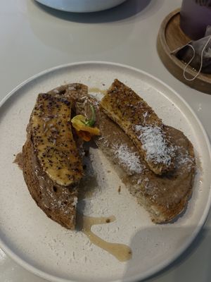 banana almond butter toast  at Farm Girl in South West London