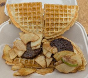 Vegan Delight at Smaaken Waffle Sandwiches - The Heist in Portland