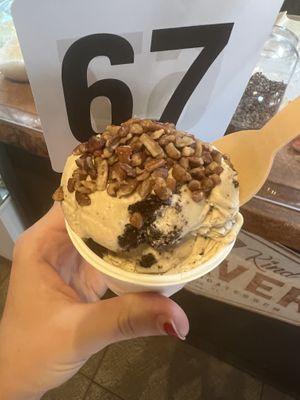 Small ice cream - cookies and cream with pecans  at Vegan Scoops in Orlando
