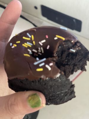Double chocolate doughnutt  at hell yeah gluten free in Atlanta