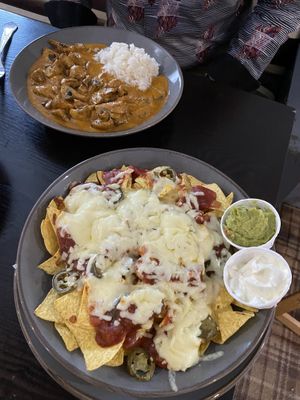 Mushroom stroganoff and nachos  at The Manor in St Bees