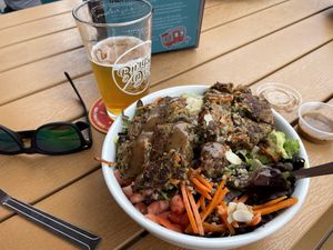 Salad with vegan pattty  at The Burger Dock - CDA in Coeur D Alene