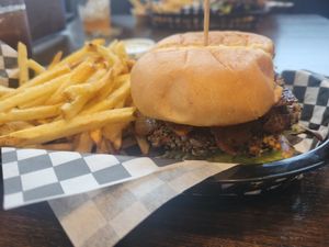 Veggie tale burger with vegan secret sauce at The Burger Dock - CDA in Coeur D Alene