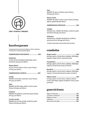 Menú at The Veggie House in Mexico City