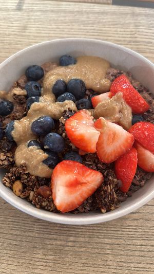 Granola Coconut Joghurt Bowl with homemade Hazelnut Butter 10/10  at Lucy's The Deli in Berlin