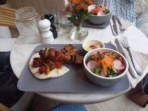 Tempeh souvlaki at Planet Terra - Ibis Hotel Dubai in Dubai