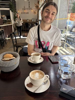 Oat lattes   at Budapest Bistro in Vienna