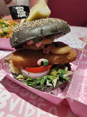 Battered cod iconic burguer at Vegan Junk Food Bar -  L'Eixample in Barcelona