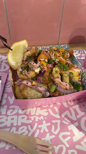 Vegan Fish  at Vegan Junk Food Bar -  L'Eixample in Barcelona