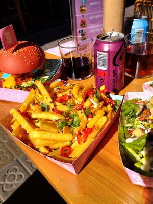 T.R.U.F. Suprême,
fresh red chillies at Vegan Junk Food Bar -  L'Eixample in Barcelona