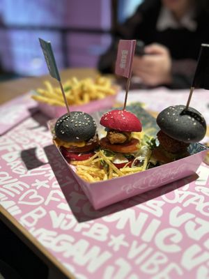 Mini-me Burger Menu (everyone was awesome!)  at Vegan Junk Food Bar -  L'Eixample in Barcelona