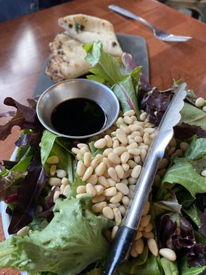 Salad with no cheese and flatbread with no cheese  at Pizzicletta - Pheonix in Flagstaff