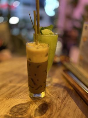 Lemon and mint juice (and my partners milk coffee (not vegan))  at Vo Roof in Ho Chi Minh City