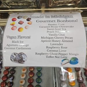 Handmade Vegan Bon Bons! at Sanders Chocolate & Ice Cream Shops in Mackinac Island