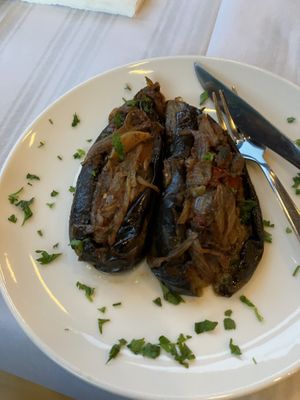filled aubergine   at Check-In Restaurant in Gjirokaster