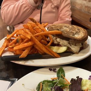 radical reuben w sweet potato fries  at The Chicago Diner - Logan Square in Chicago