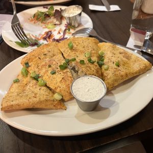 pierogi quesadilla  at The Chicago Diner - Logan Square in Chicago