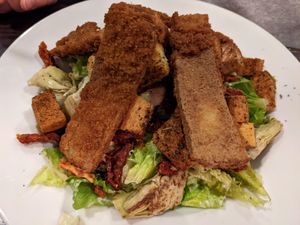 Caesar salad (crispy chicken) at The Chicago Diner - Logan Square in Chicago