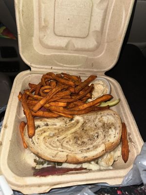 Vegan Radical Reuben with sweet potato fries   at The Chicago Diner - Logan Square in Chicago