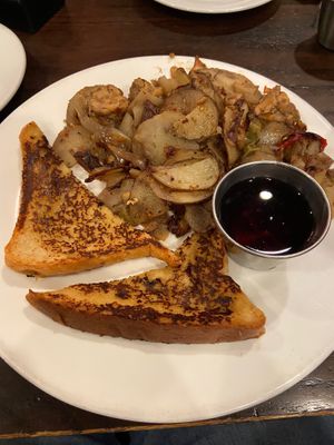 French toast and tempeh hash  at The Chicago Diner - Logan Square in Chicago