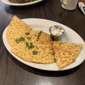 pierogi quesadilla   at The Chicago Diner - Logan Square in Chicago