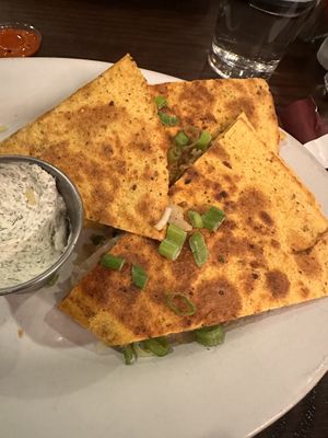 Pierogi quesadilla   at The Chicago Diner - Logan Square in Chicago