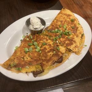 pierogi quesadilla   at The Chicago Diner - Logan Square in Chicago