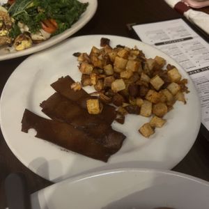 potato hash w bacon #Veganuary at The Chicago Diner - Logan Square in Chicago